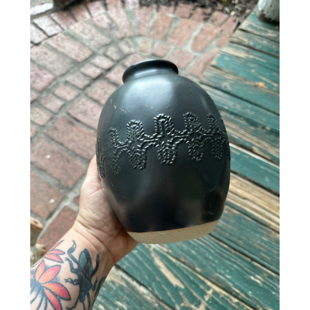Hearth & Hand with Magnolia Matte Black Textured Stoneware Decorative Vase 6.5"